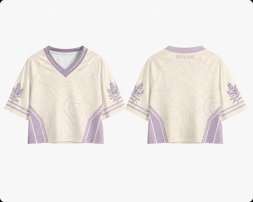 Lavendar women's crop top jersey front and back